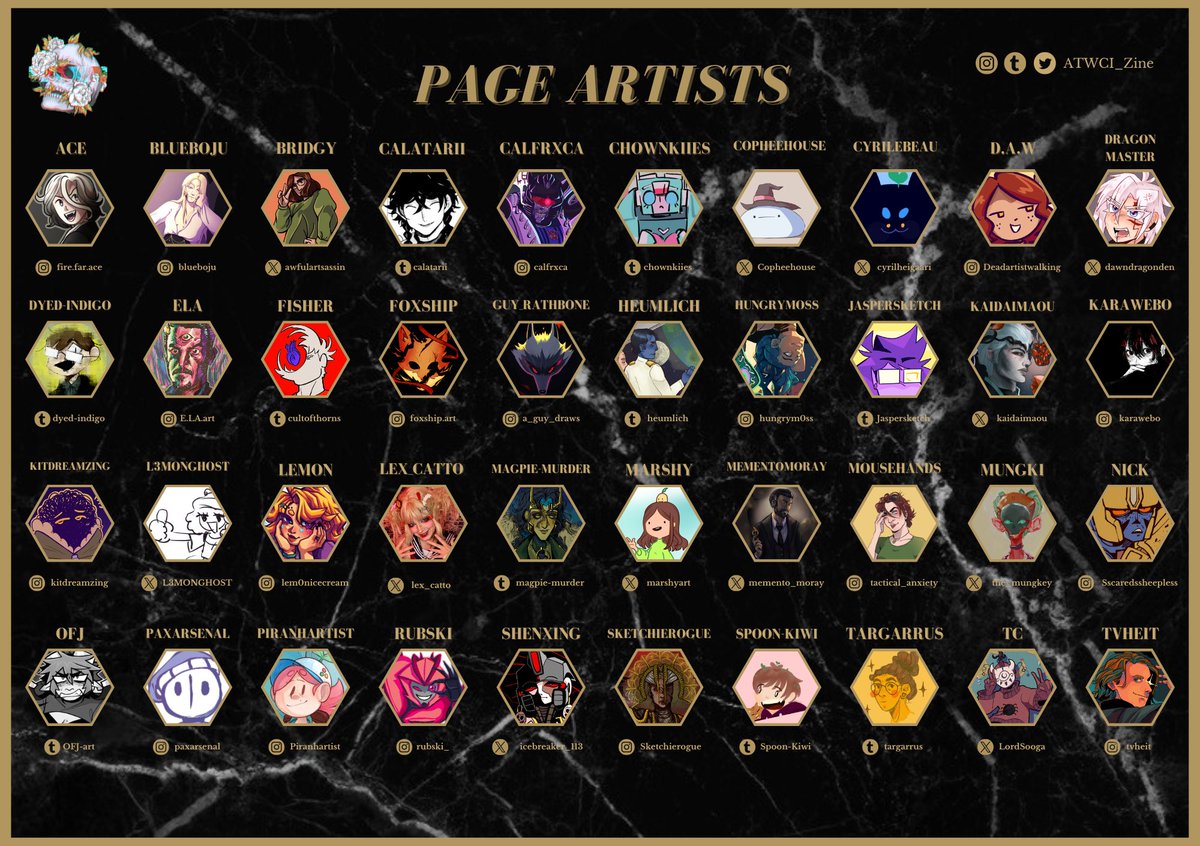 ATWCIZine's tweet photo. 🌹As The World Caves In: A Villain Zine🌹

Hello everyone!
Since we are nearing completion of the zine, here is the final contributor list for the As the World Caves In Zine!

#zinefest #zinecontributor #zine

[1/2] https://t.co/s0oQCnm5zZ
