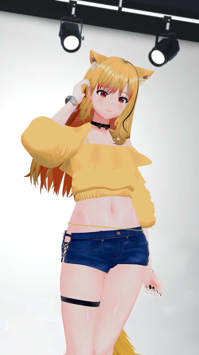 ALDLA14's tweet photo. 夏服でもいいかな？
このコーデ結構お気に入りなんだよね、Viviちゃんはデフォ衣装がホットパンツだから、似合うよね👏
 #VketMallモデルコンテスト https://t.co/i6cfcoZJ64