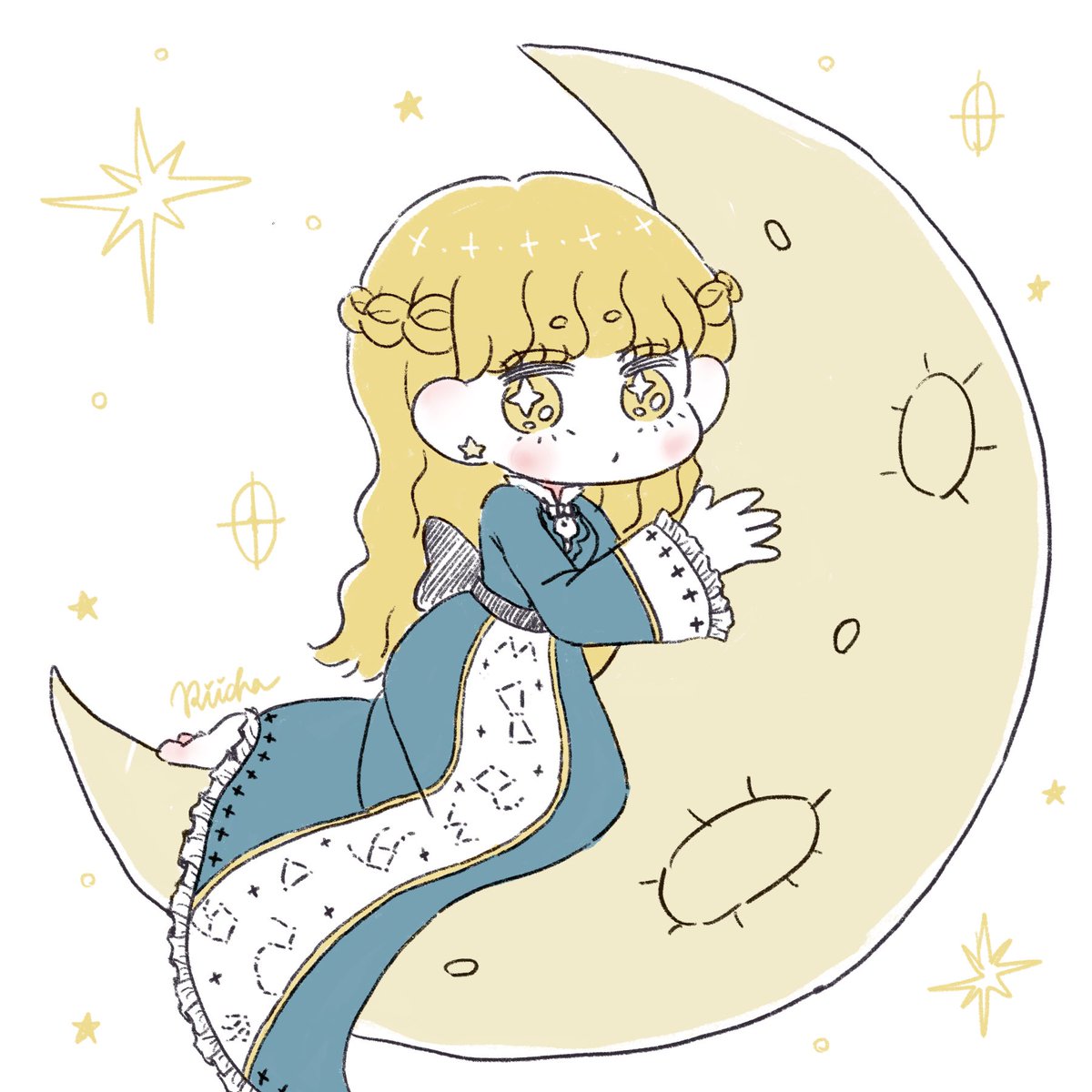 お月様に乗る女の子✦.*

#イラスト #illust #ゆるいイラスト #女の子イラスト