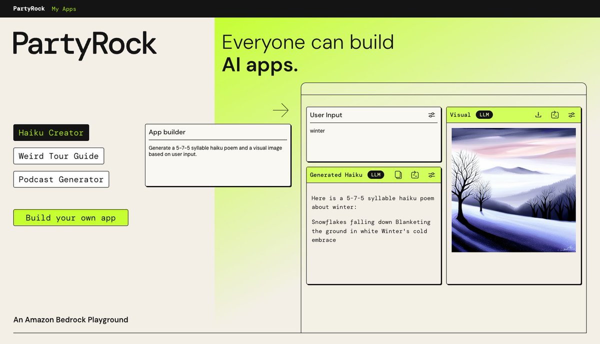 ai_picks's tweet image. 🎉 PartyRock is revolutionizing the AI world! 🚀🤖 Build your own AI apps with ease, thanks to its user-friendly interface. 🌟 Don&apos;t miss out on this game-changing opportunity. Check it out at aitoppicks.com and unleash your AI creativity! 💥 #AI #AppDevelopmen