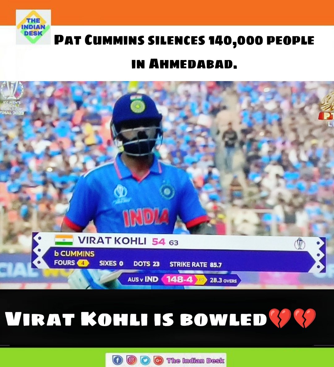 desk_indian's tweet photo. #INDvsAUS #ViratKohli #Finals #INDvsAUSFinal #TeamIndiainFinal #wicket #Ahmedabad https://t.co/ePP8mgPOm8