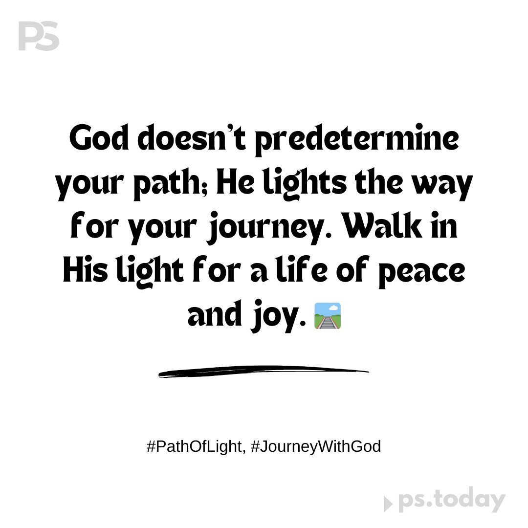 PremasisSatman's tweet image. God doesn't predetermine your path; He lights the way for your journey. Walk in His light for a life of peace and joy. #PathOfLight #JourneyWithGod #follow @PremasisSatman #Repost 🛤️