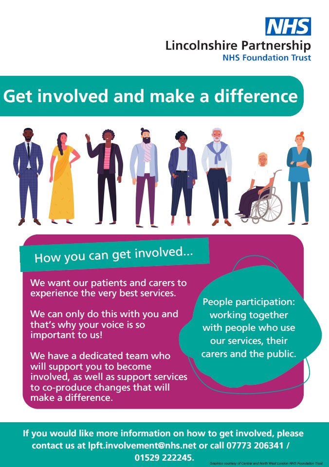 Lincolnshire Partnership NHS Foundation Trust (@lpftnhs) on Twitter photo Make a difference and together, let's make our services even better.
Would you like to get involved? Contact us at lpft.involvement@nhs.net or call 01529 222245 / 07773206341 to find out more. Make a difference and together, let's make our services even better.
Would you like to get involved? Contact us at lpft.involvement@nhs.net or call 01529 222245 / 07773206341 to find out more.