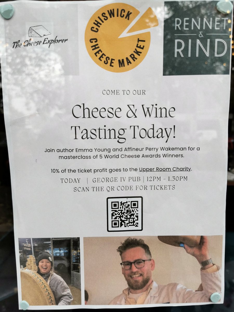 Heading down to @ChiswickM today? Still a few spots available for this incredible cheese & wine masterclass! Pop on down to join us!
