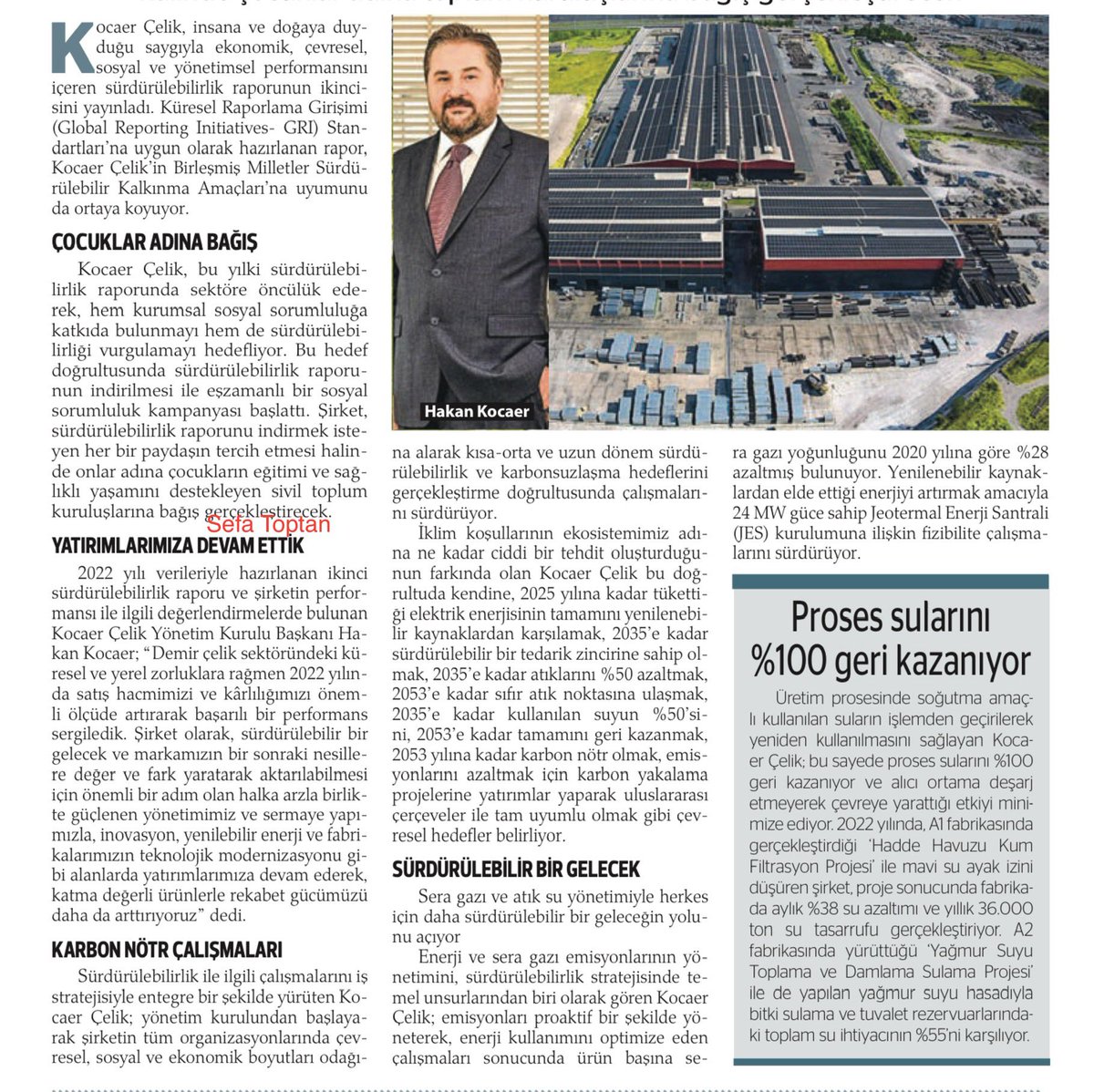 📈 Kocaer Çelik #KCAER (Analiz)👇

📍İNDİRİLEN HER RAPOR BAĞIŞA DÖNÜŞECEK:

📍Kocaer Çelik, bu yılki sürdürülebilirlik raporunda hem kurumsal sosyal sorumluluğa katkıda bulunmayı hem de sürdürülebilirliği vurgulamayı hedefliyor. Şirket, sürdürülebilirlik raporunu indirmek isteyen