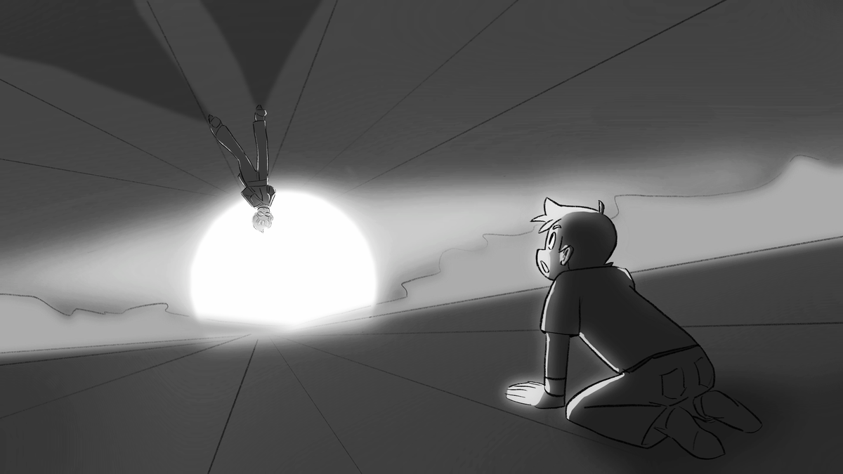 Iftanetk's tweet photo. “It’s time to wake up, dude.” ⭐️ 

Always loved this dream scene from Scott Pilgrim so I decided to make my own version, hope you’ll like it 🌌

What did you think of the new Netflix #scottpilgrim ?

#storyboard #ramona #storyboardartist https://t.co/QPRqVY3woP