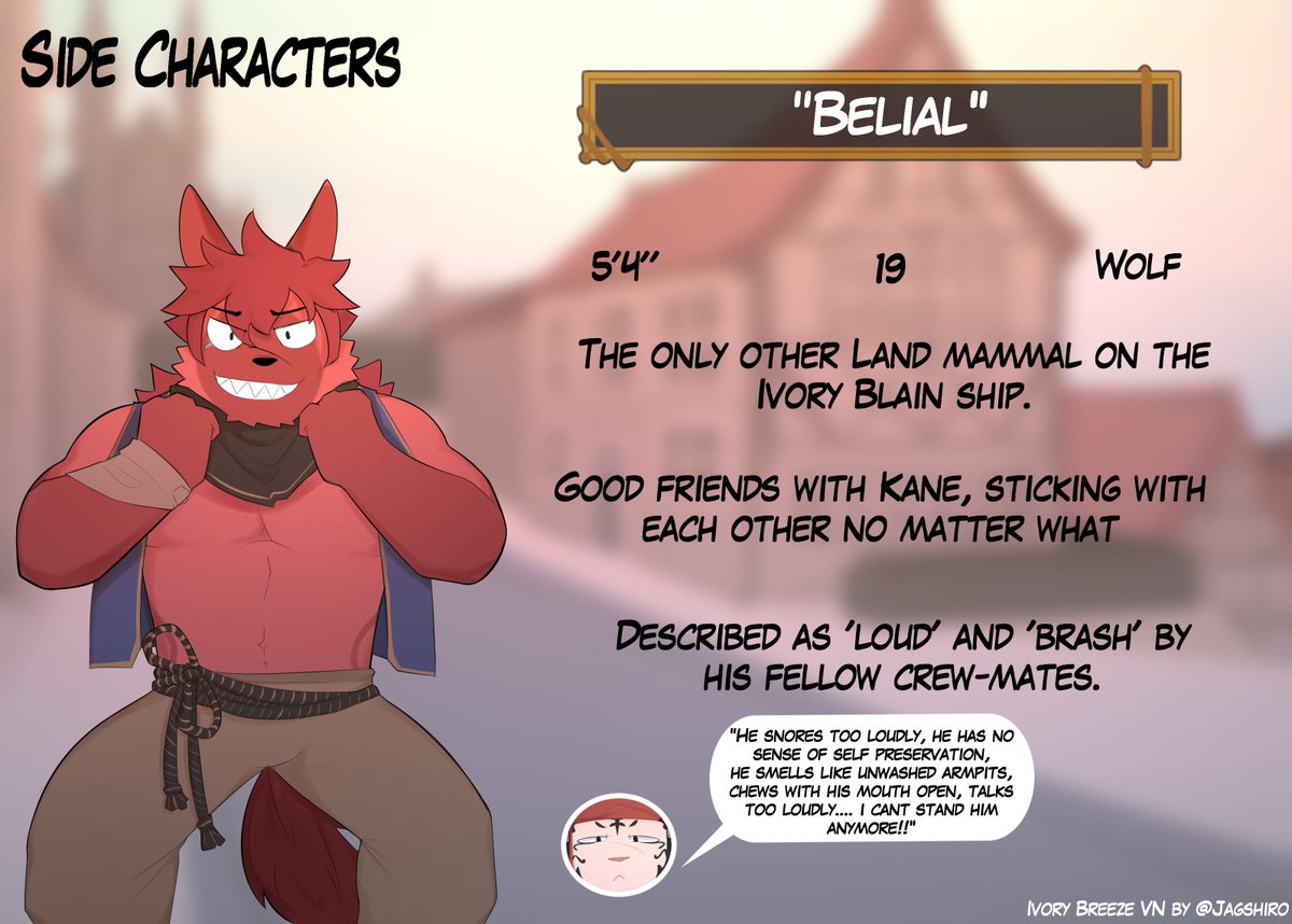 Ivory Breeze VN Side Character- 'Belial', the cabin boy! 'Being a land mammal on a pirate ship's tough, but we won't let that get in the way! right Kane? ....Uh Kane?'