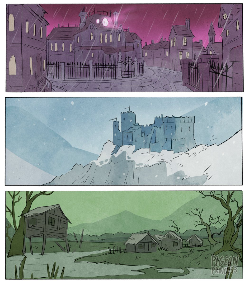 _PigeonPrincess's tweet image. A few locations in Barovia Valley that our party has seen so far #curseofstrahd #dnd #dndart