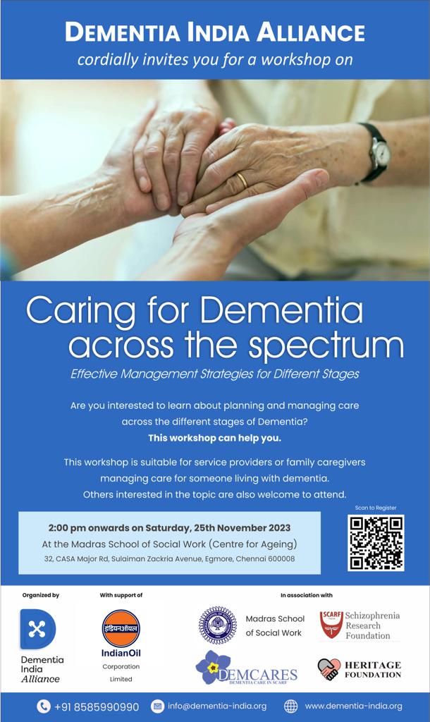 Dementia India Alliance (@dia_dementia) on Twitter photo Join us next Saturday, 25th November for a workshop that offers valuable insights on managing and planning for dementia across different stages. Let’s create a supportive community together!
Register: bit.ly/46liBf8
📞 8585990990
📧 info@dementia-india.org
#Dementia Join us next Saturday, 25th November for a workshop that offers valuable insights on managing and planning for dementia across different stages. Let’s create a supportive community together!
Register: bit.ly/46liBf8
📞 8585990990
📧 info@dementia-india.org
#Dementia