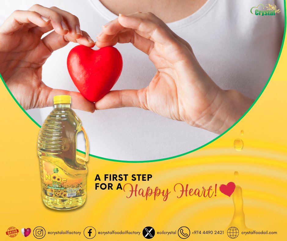 OilCrystal's tweet photo. 𝓐 𝓯𝓲𝓻𝓼𝓽 𝓼𝓽𝓮𝓹 𝓯𝓸𝓻 𝓪 𝓗𝓪𝓹𝓹𝔂 𝓗𝓮𝓪𝓻𝓽𝓼 ❤️
#sunfloweroil
#healthyoil #cookingwithsunfloweroil #healthylifestyle #nutritious #essentialnutrients #highsmokepoint #versatileoil #healthycooking #deliciousflavor #foodie #kitchenessentials #musthave https://t.co/hKOugKScZX