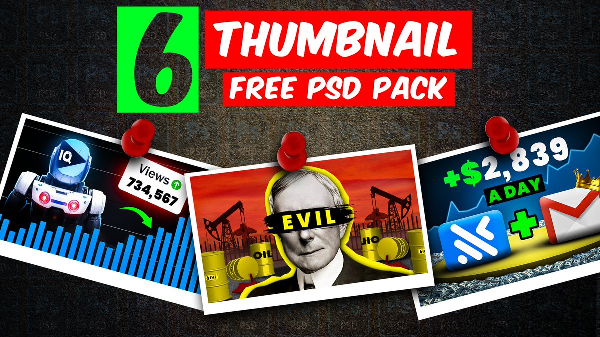 CreateThumbnail's tweet photo. ⭐FREE Thumbnail PSD PACK ⭐

📩 To get it:
- Follow me
- Follow @ardesigner96411 
- Like &amp; Retweet ❤
- Comment "I want this"

I'll send you the link in DM's 🔗 https://t.co/Id41yE1nmU
