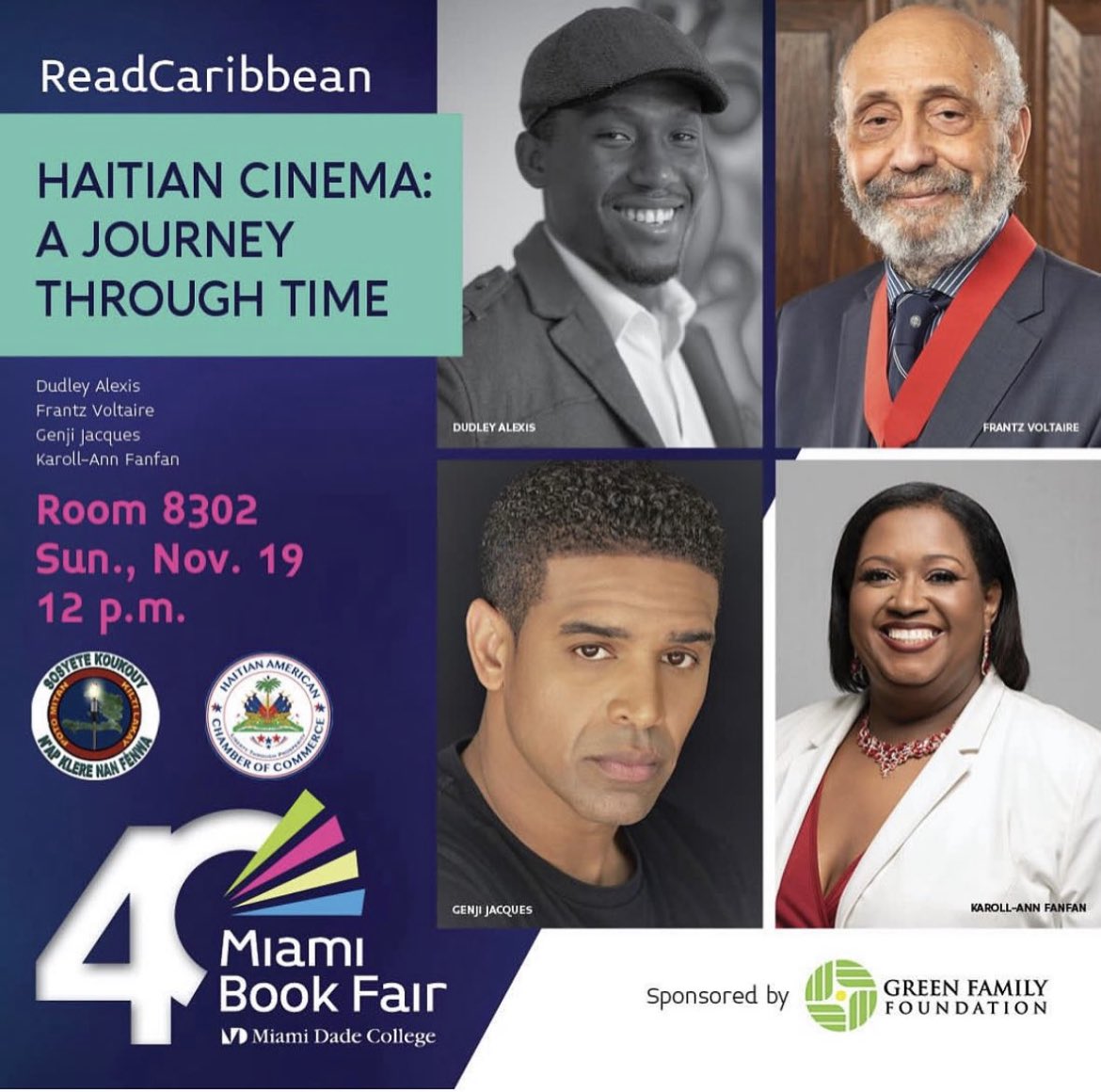 On November 19, spend your Sunday exploring Haitian cinema at the #MiamiBookFair’s ReadCaribbean event. « Haitian Cinema: A Journey Through Time » starts at 12 pm. Don’t miss this chance to delve into a world of cultural storytelling. § ~ #ReadCaribbean  @MiamiBookFair