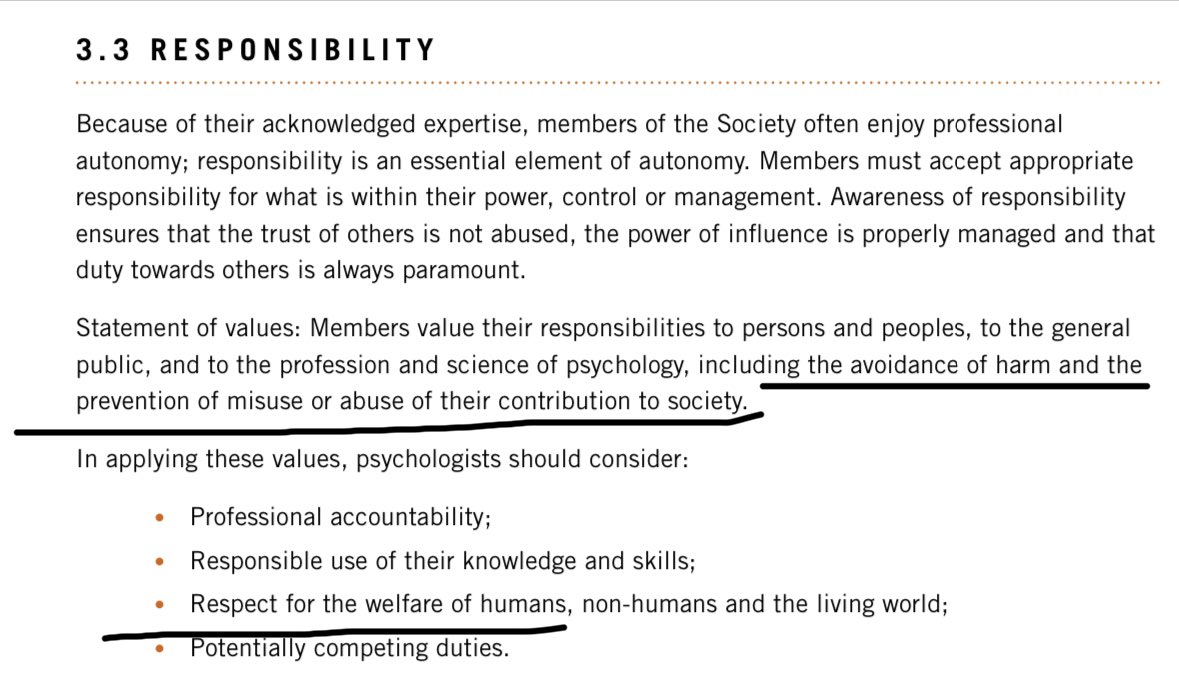 One of the ethical principles in the <a href="/BPSOfficial/">British Psychological Society</a> code of ethics + conduct is ‘responsibility’ which they are violating by engaging in activity (silence) which is actively causing harm + failing to prevent harm by calling for a #ceasefireNOW to protect the welfare of Palestinians