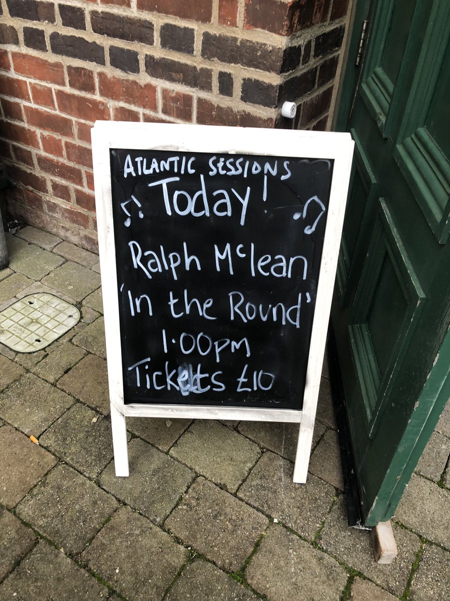 RalphMcLeanShow's tweet photo. I always hoped I’d see my name up in lights one day…but I suppose scrawled in chalk on a black board outside Portrush town hall will have to do! Lol. Big love to all at the Atlantic Sessions for a great weekend. Looking forward to 2024 already. #atlanticsessions @AtlanticSess https://t.co/97sz00tQKq