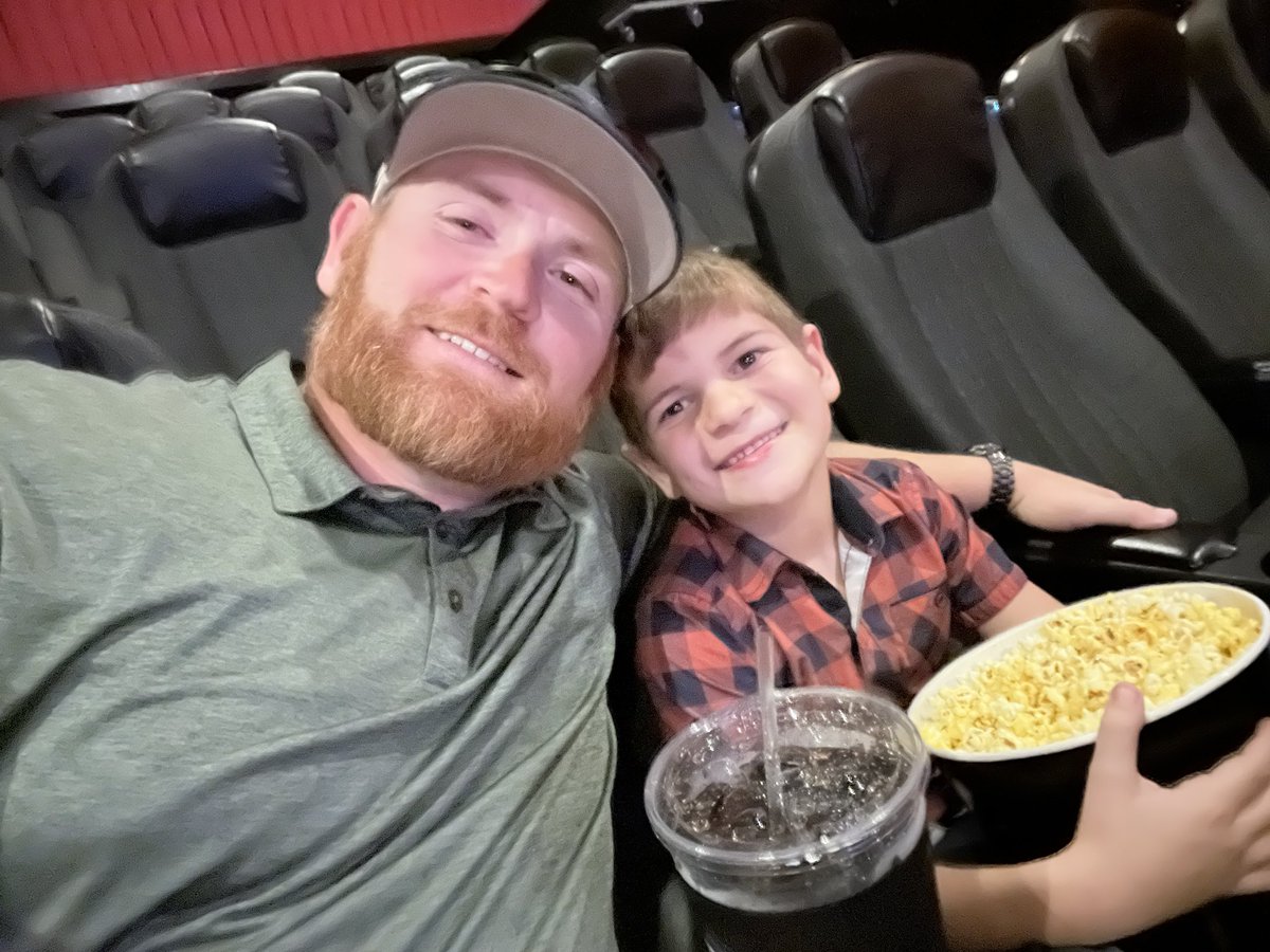 You might not be able to tell here, but this is what a 5⭐️ looks like at 8 years old enjoying a movie! 👀❤️