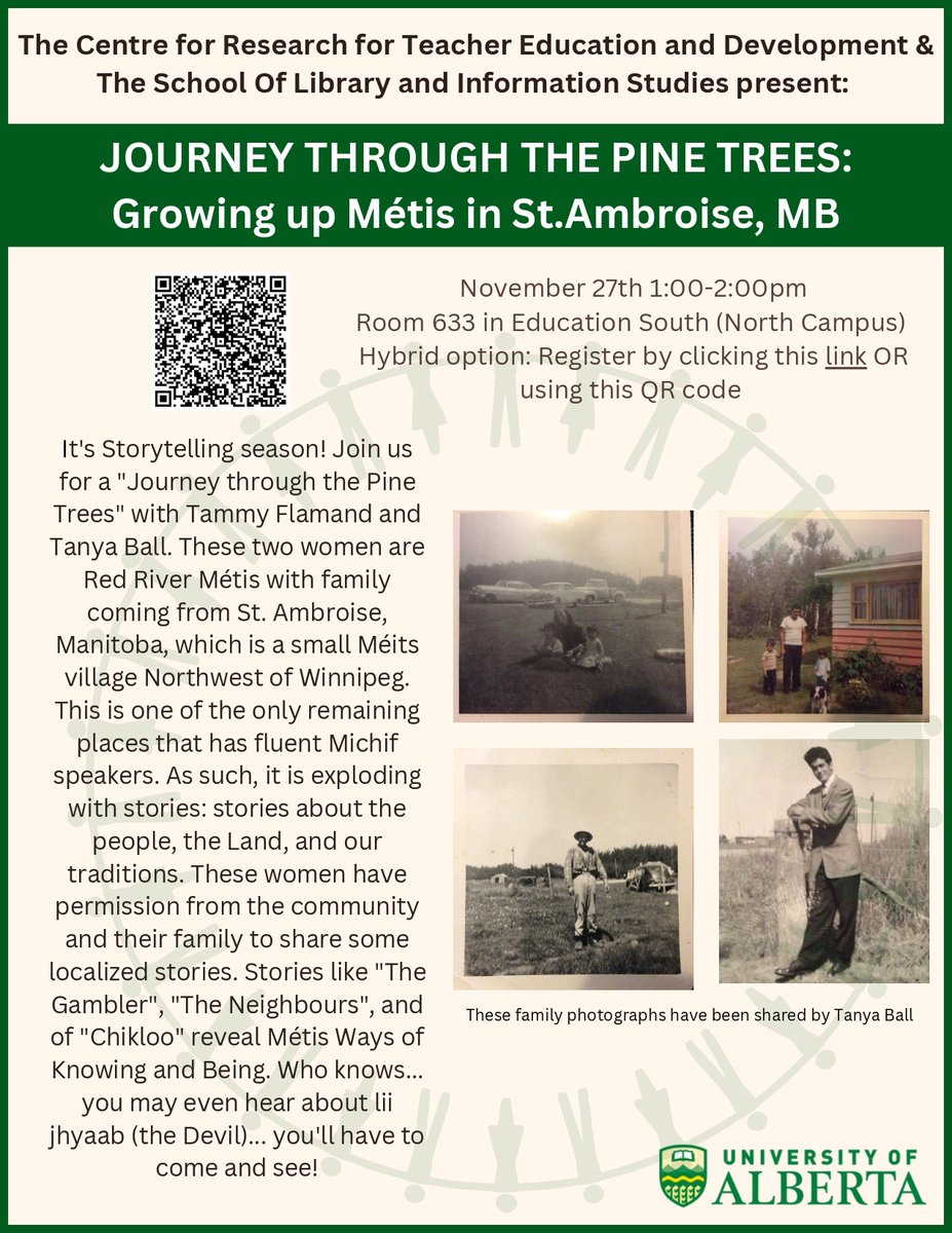 On November 27th The Centre for Research for Teacher Education and Development & The School of Library and Information Studies is hosting this amazing Métis storytelling event! Make sure to check it out! Registration is required.