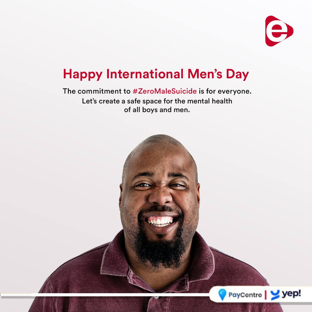 e_settlement's tweet photo. Today, as we mark International Men’s Day, let’s strive to create a safe space for the mental health of all boys and men by being committed to #ZeroMaleSuicide today. Happy International Men’s Day! 

#IMD2023 #FinTech #ESettlement https://t.co/0ZQrM5AIWc