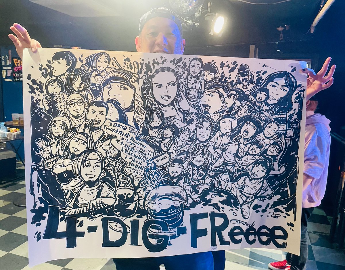 KEnZY_INDIG's tweet image. 4-DIG-FREEEE!ありがとうございました！
共同主催のヨニングミ、FREEWINGを始め演者のみなさま！遊びに来てくれたすべてのみんな！会場スタッフの皆様！ライブペイント、FOOD、カメラを担当してくれた皆様！サイコーの夜をありがとう！！！
今日、同じ時間を共有できたみんなにBIG LOVE!

#4DF