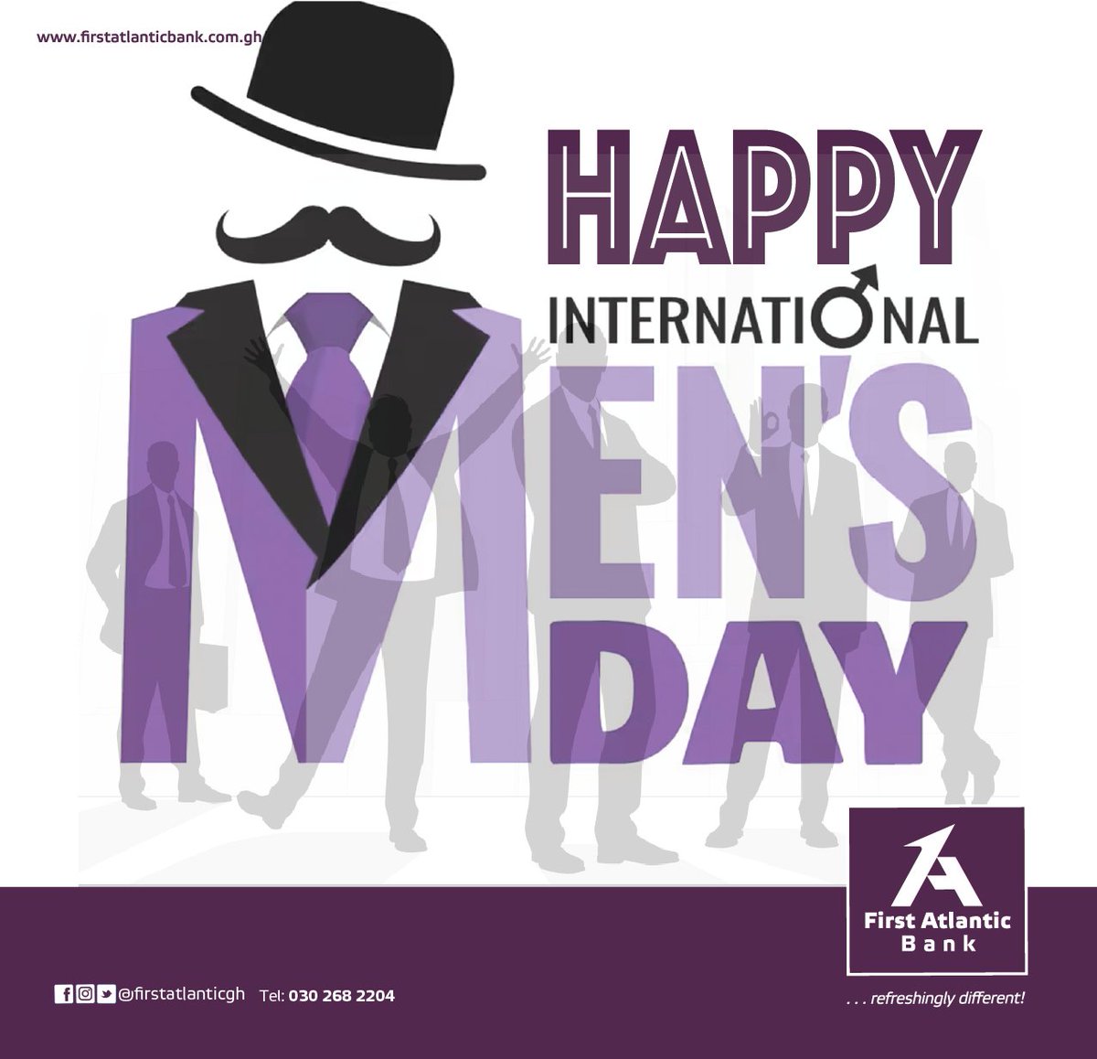 FirstAtlanticGH's tweet photo. We wish all the amazing and hardworking men a Happy International Men's Day!! ๐จ๐พโ๐ ๐จ๐พโ๐ณ ๐จ๐พโ๐ง ๐ฎ๐พโโ๏ธ ๐จ๐พโ๐พ ๐จ๐พโโ๏ธ ๐ท๐พโโ๏ธ ๐จ๐พโ๐ซ ๐จ๐พโ๐ผ ๐จ๐พโโ๏ธ ๐ ๐๐พ
#firstatlanticbank #refreshinglydifferent #purplexperience #internationalmensday2023 https://t.co/iwOxGBwpZb