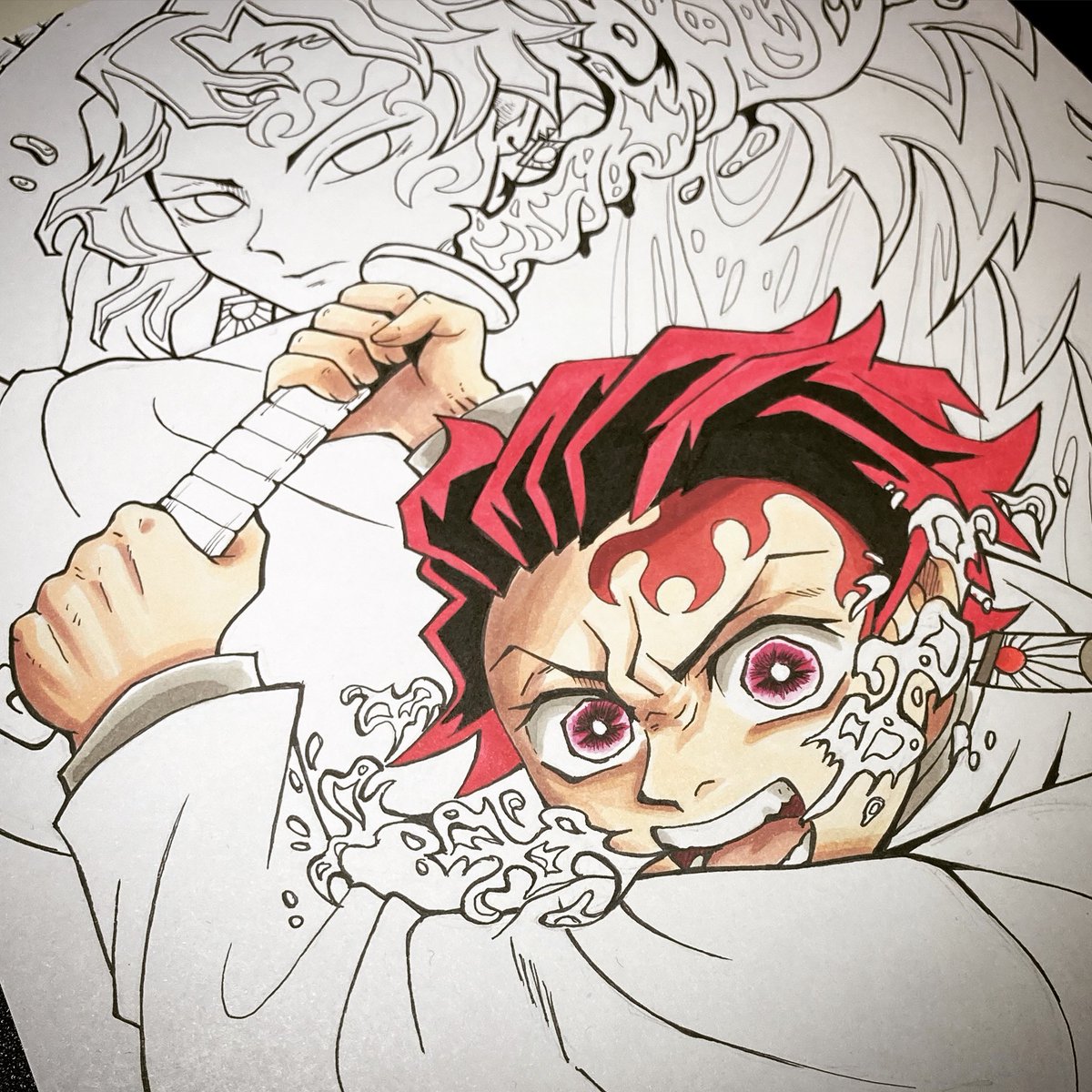 dannymarkrogers's tweet photo. A little bit of progress made today 🤩 I think I may have my motivation back!  So chuffed with it so far! #DrawWithDan #YouTuber #fanart #demonslayer #tanjirokamado #kimetsunoyaiba @kimetsu_off @DemonSlayerUSA https://t.co/xlHAZWKXSn