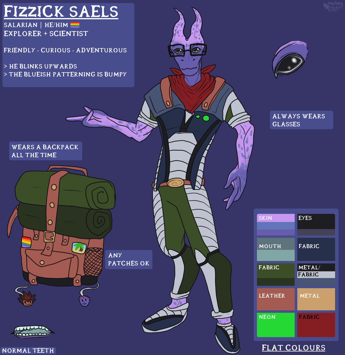 Star_Korg's tweet photo. #Korg1Ref
Day three of me working on a reference a day!
I redid the reference for Fizzick, a Salarian and one of my oldest characters. He's an explorer and scientist.
#MassEffect #MassEffectOC #Salarian https://t.co/gnwS8F1Nau