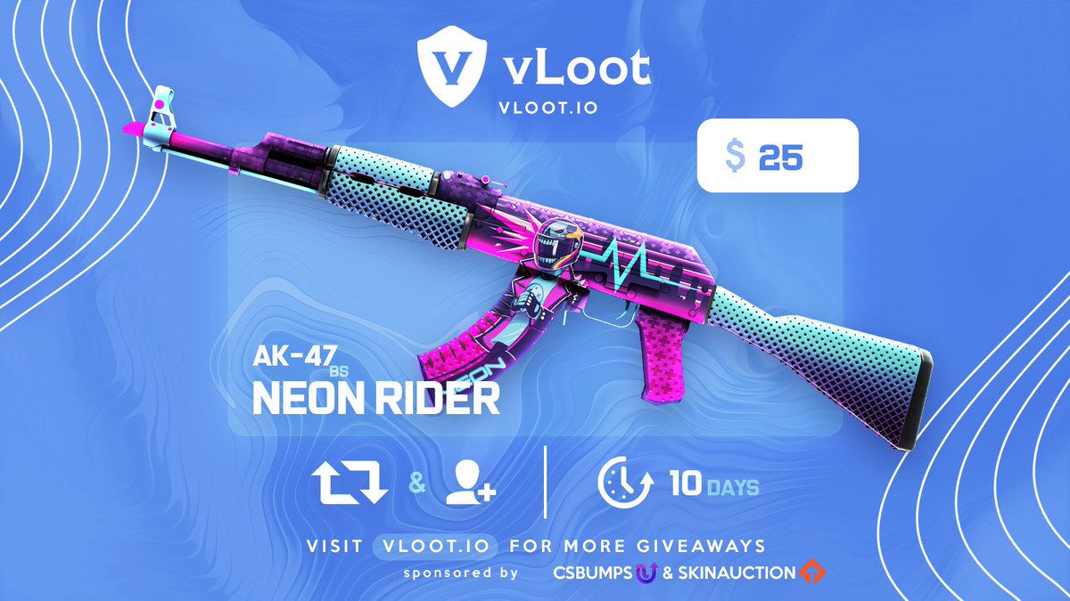 vloot_io's tweet photo. CSGO / CS2 AK-47 Neon Rider Giveaway 🎁

✅ Follow @csbumps &amp; @SkinAuctionscom 
✅ Like, Retweet and Tag 1 friend

Winner drawn in 10 days, good luck ❤️ https://t.co/HIEFF5MTET