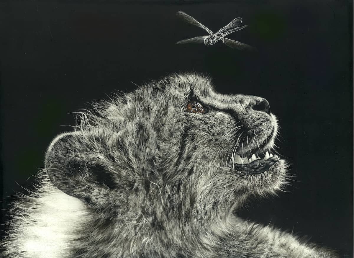 BoynesArtAward's tweet image. &quot;The Magic Of Eye Spy&quot; is a stunning scratchboard by Monthly Art Award, Geraldine Simmons 👁️🖌️

Double-tap and show some love! ❤️😍

#scratchboardart #artist #boynesartistaward #natureart