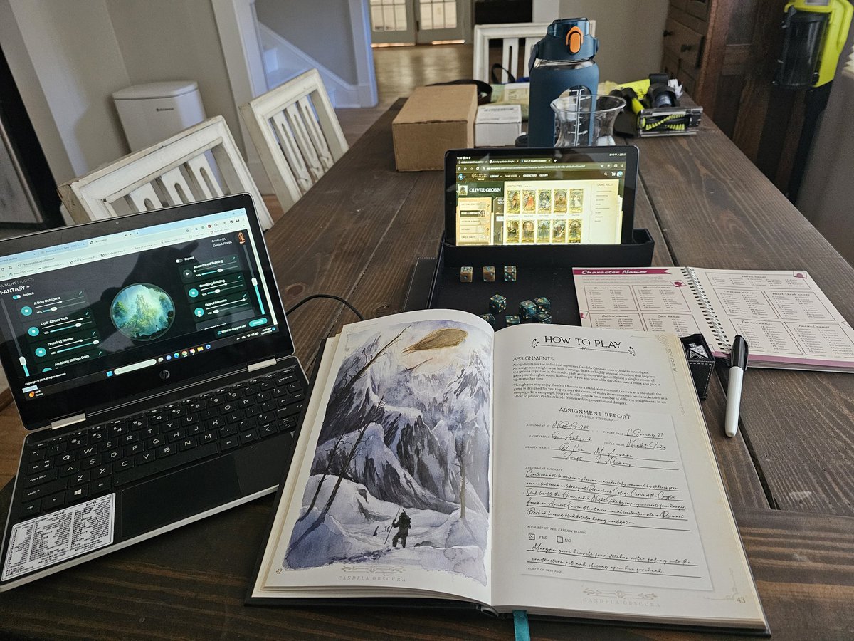 FoolishTales's tweet photo. Getting to work creating story and atmosphere. Any tips? @SpenserStarke @CriticalRole @DarringtonPress #CandelaObscura #MonumentStudios #RollandPlay #FirstTimeGM @DemiplaneRPG https://t.co/qSzm8n3tA9