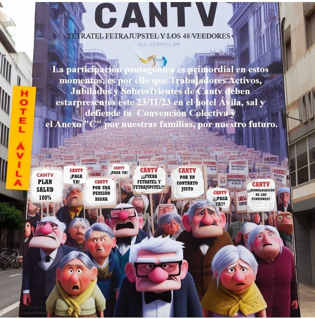 Este 23/11/23 en el Ávila es la cosa para defender nuestro Anexo C, no esperes que otro te lo cuente o te eche un cuento del porqué los dirigentes gremiales no fueron a defender nuestro Anexo C, agrupa un grupo de jubilados, Pensionados y Sobrevivientes de #Cantv y asiste!
