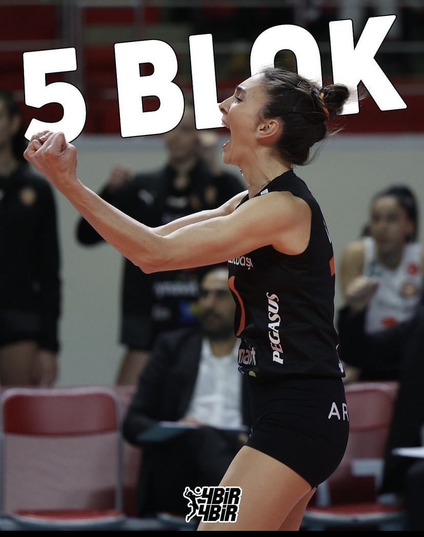 ✋🏻 Eczacıbaşı Dynavit’in tecrübeli pasörü Naz Aydemir Akyol, Galatasaray Daikin karşısında 5️⃣ blok yaptı, takımına toplamda 8️⃣ sayılık katkı verdi.
