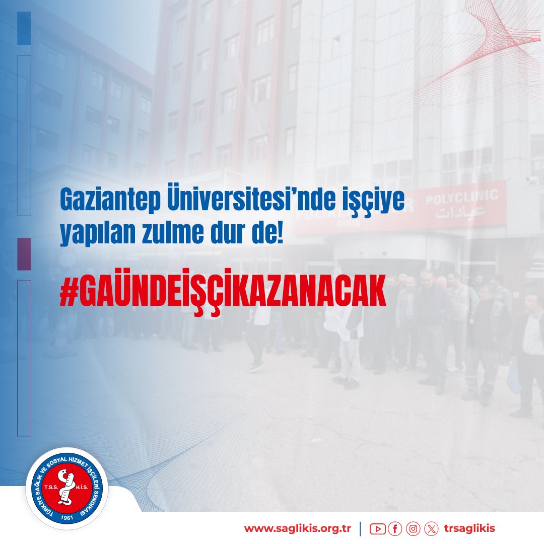 Hastane yönetiminin baskılarına örgütlü gücümüzle karşı çıkıyoruz! 

#GAÜNDEİŞÇİKAZANACAK
<a href="/RTErdogan/">Recep Tayyip Erdoğan</a>
<a href="/tcbestepe/">T.C. Cumhurbaşkanlığı</a>
<a href="/ozaydinarif/">Prof. Dr. Arif Özaydın</a>
<a href="/erolozvar/">Erol Özvar</a>
<a href="/abdulhamitgul/">Abdulhamit Gül</a> 
<a href="/fahrettinaltun/">Fahrettin Altun</a> 
<a href="/FatmaSahin/">Fatma Şahin</a> 
<a href="/isikhanvedat/">Prof. Dr. Vedat Işıkhan</a> 
<a href="/muratcetin27/">Murat Çetin</a> 
<a href="/dbdevletbahceli/">Devlet Bahçeli</a> 
<a href="/kemalcebervali/">Kemal Çeber</a>