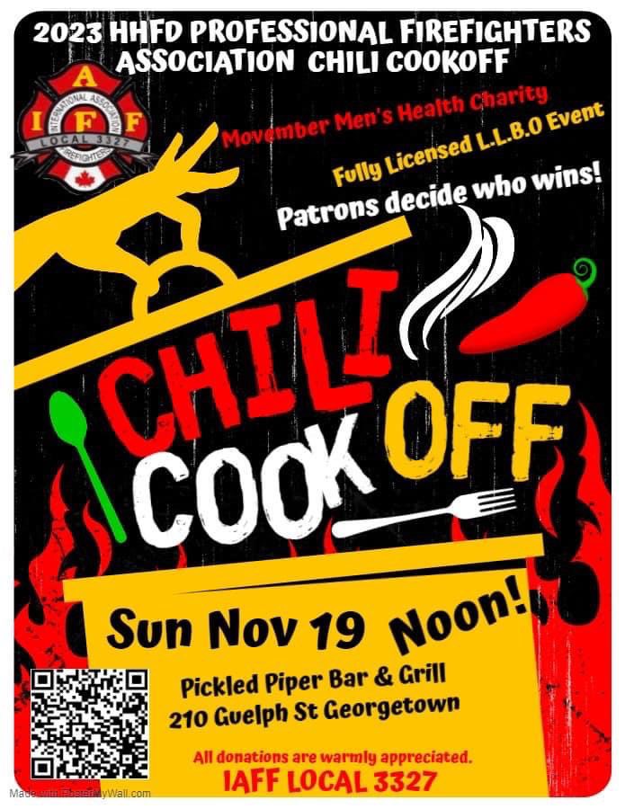 Join us today starting at NOON at the Pickled Piper for our 2nd annual Chili Cook Off in support of our #Movember campaign. #ItsOn #ChiliCookOff