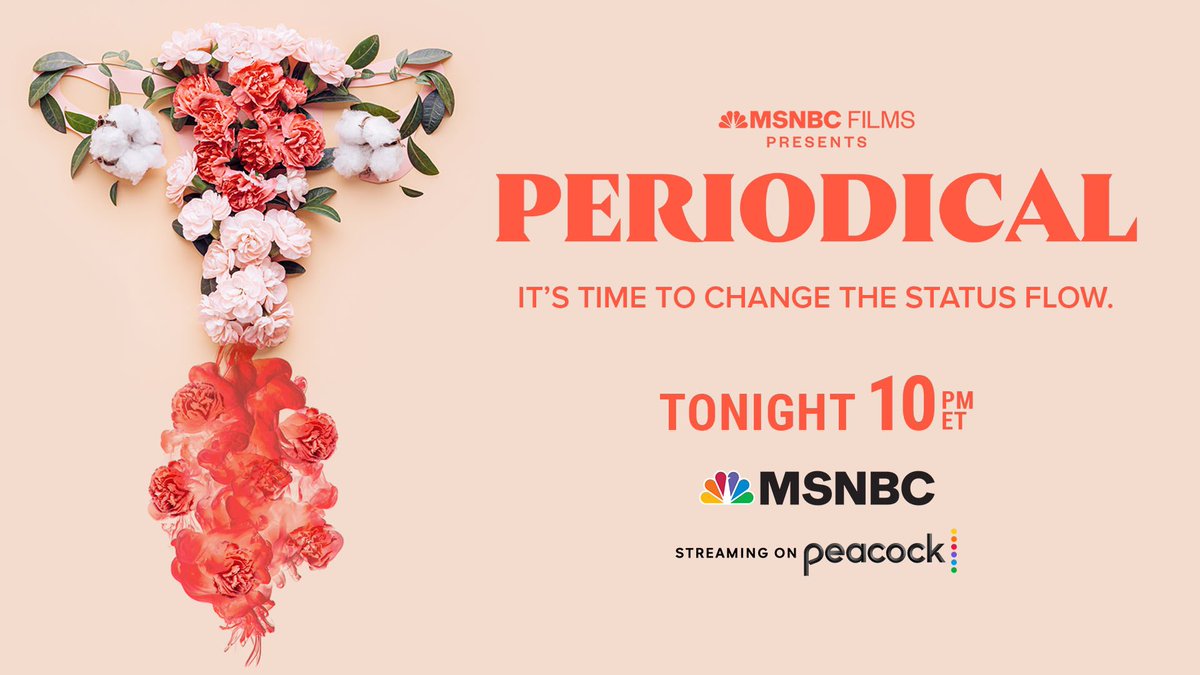 Tonight, @MSNBC_Films presents 'Periodical,' a new documentary that takes an honest and entertaining look at menstruation and menopause in an effort to smash historical stigmas. Watch tonight at 10pm ET on @MSNBC and streaming on @Peacock.