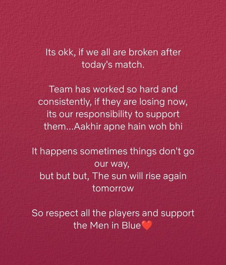 p4pratima's tweet photo. Please don't troll any player guys it's just that aaj apna din hi nahi tha...
#istandwithteamindia https://t.co/rWU2AN20em