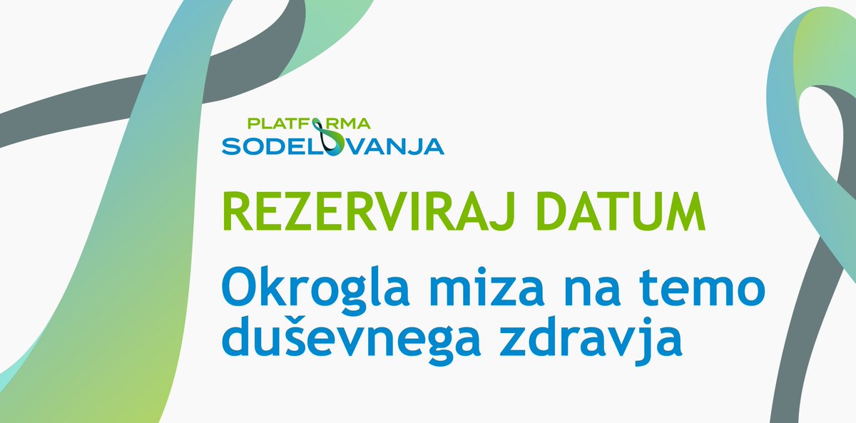 🗓️NAPOVEDUJEMO | Vabimo vas na drugo okroglo mizo Platforme Sodelovanja, ki bo tokrat posvečena duševnemu zdravju.  

🕑četrtek, 30. novembra ob 18. uri
🗺️Festivalna dvorana Pionirskega doma, Vilharjeva cesta 11, Ljubljana

S predstavitvami razpravljavcev začnemo jutri.