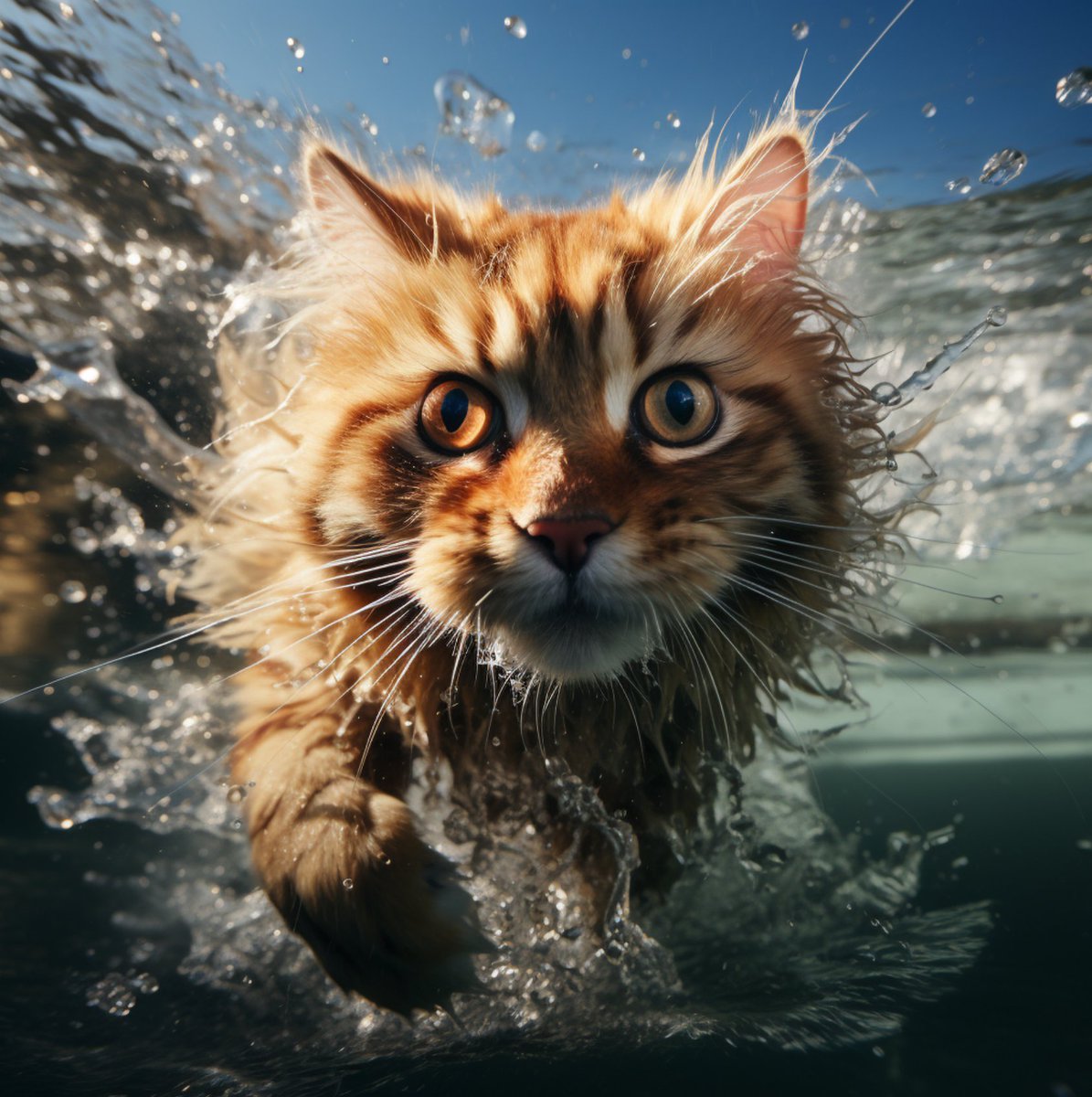 Making a splash into the week like a true cat-lete! 🌊😺 
#Mondays #CatSwim #AdventureCat