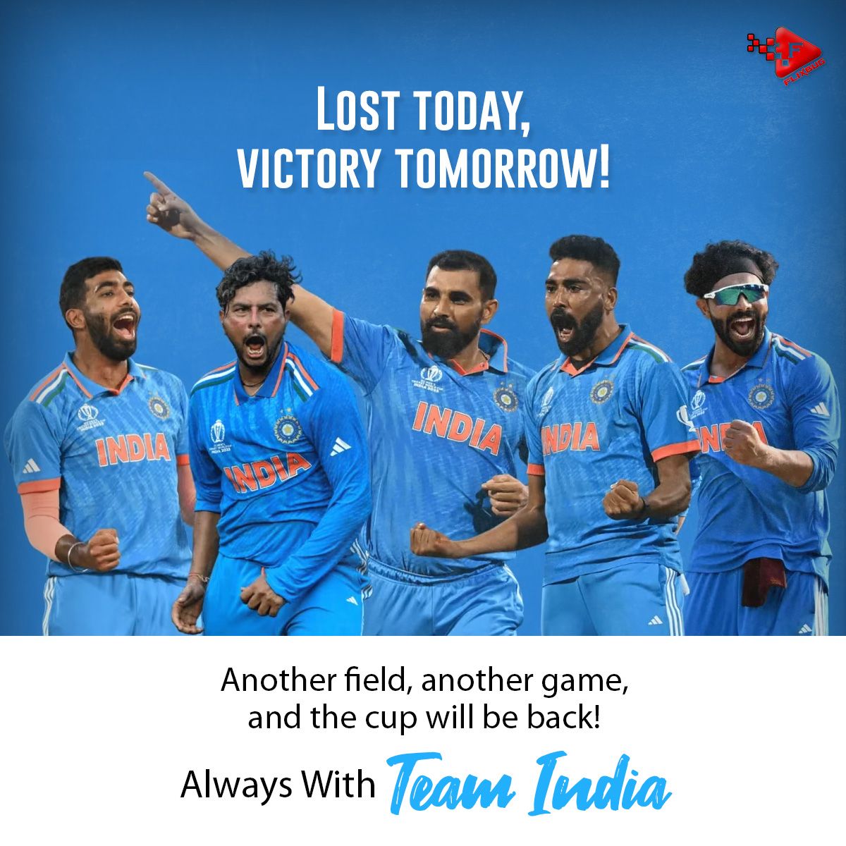 flixbugofficial's tweet photo. Despite a hard-fought battle, we accept our destiny with grace. Congratulations to Team Australia for a stellar win in the ICC World Cup 2023. 

#ICCWorldCup2023 #CricketWorldCup #cricketlovers #IndiaVsAustralia #teamindia #wesupportteamindia #alwayswithteamindia #Flixbug https://t.co/S01SEoJnOI
