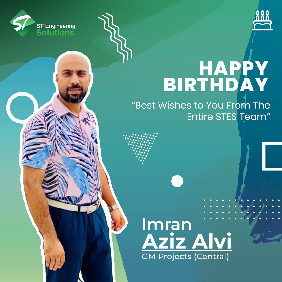 STEngSol's tweet photo. ST Engineering Solutions warmly extends birthday greetings to our esteemed GM Project Manager, Imran Aziz Alvi! 🎉 

#HappyBirthday #STEngineeringSolutions #STES #NvcInternational #Celebrationtime #LightingTechnology #LightingSolutions #LuminousAesthetics #Sylvania https://t.co/AbQ4lzwxuZ
