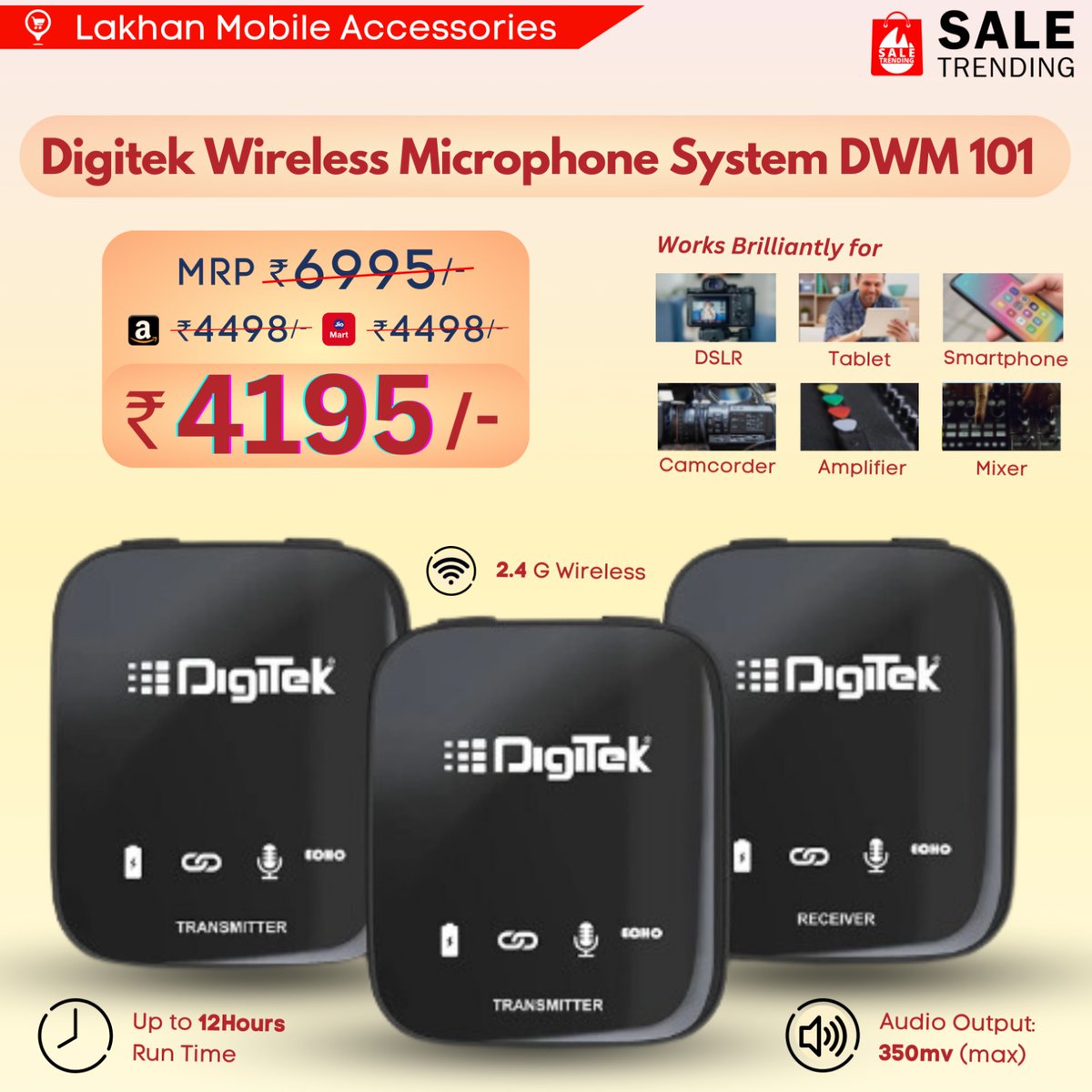 SaleTrending's tweet image. Grab exclusive discount on Digitek's DWM 101 Wireless Microphone 🎤🔥
.
saletrending.com/sale_detail?co…
.
#wirelessmicrophone #microphone #digitek #Sale #Deals #saletrending