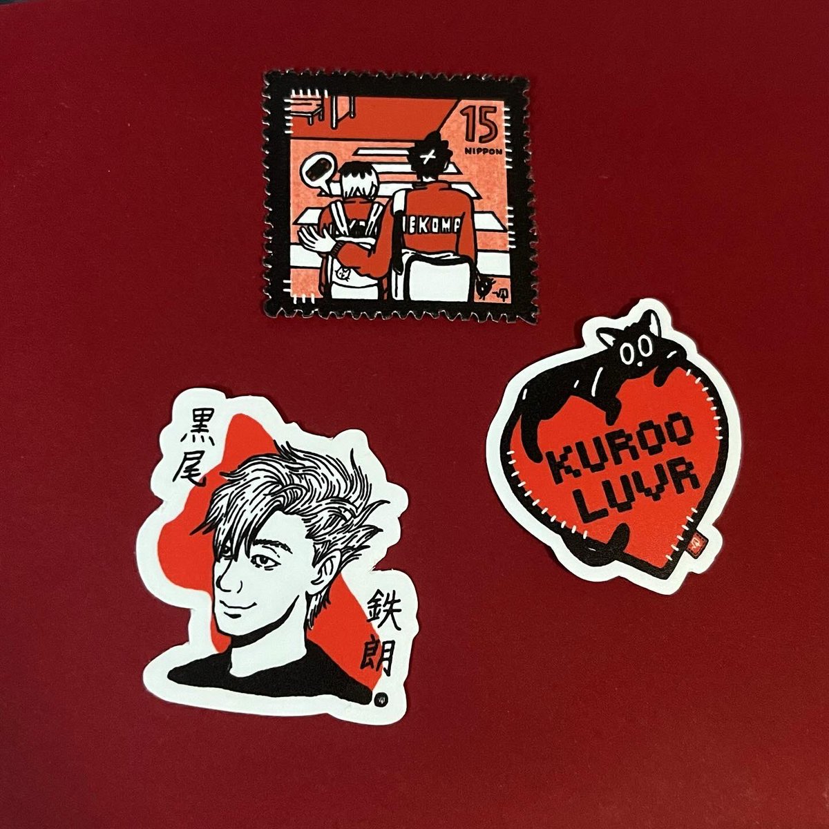 itsnotissei's tweet photo. Whole gacha sticker set 😭 Lakas mo sakin Kuroo eh 🖤 Mabasbasan ng 7 years of good luck yung nakakuha ng ganto sa roleta kahapon 🐈‍⬛ 

Thanks so much for the opportunity again @HBDKUROO @kegayamatobio next time uliii. https://t.co/cnQXaEUaGR