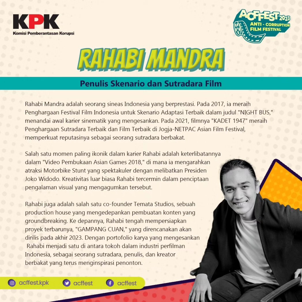 ACFFest's tweet photo. Kenalan sama Juri Kompetisi Film Fiksi Pendek ACFFEST 2023 yuk!
Kak Rahabi Mandra dan Kak Danial Rifki!
#ACFFEST #KompetisiFilmPendek #FilmFestival #FilmPendek #FilmIndonesia https://t.co/43fSz84Dc8