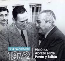 Pablokosiner's tweet photo. Hace 51 años un día como hoy, este abrazo entre Perón y Balbín representaba un mensaje de unidad nacional hacia el retorno de la democracia. Es tiempo de sellarlo definitivamente, es ahora! #19N #UnidadNacional 🇦🇷 https://t.co/EdOoNeIdgz