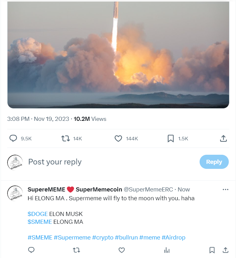 SuperMemeERC's tweet photo. Best marketing forever.

Website: https://t.co/UfBLplZ5mW

📷Buy now
https://t.co/cF3uCPJrG2

https://t.co/LBPiCUb6jb

#SMEME #Supermeme #crypto #bullrun #meme #Airdrop #Elon_musk #doge https://t.co/ynLlRMJJ5P