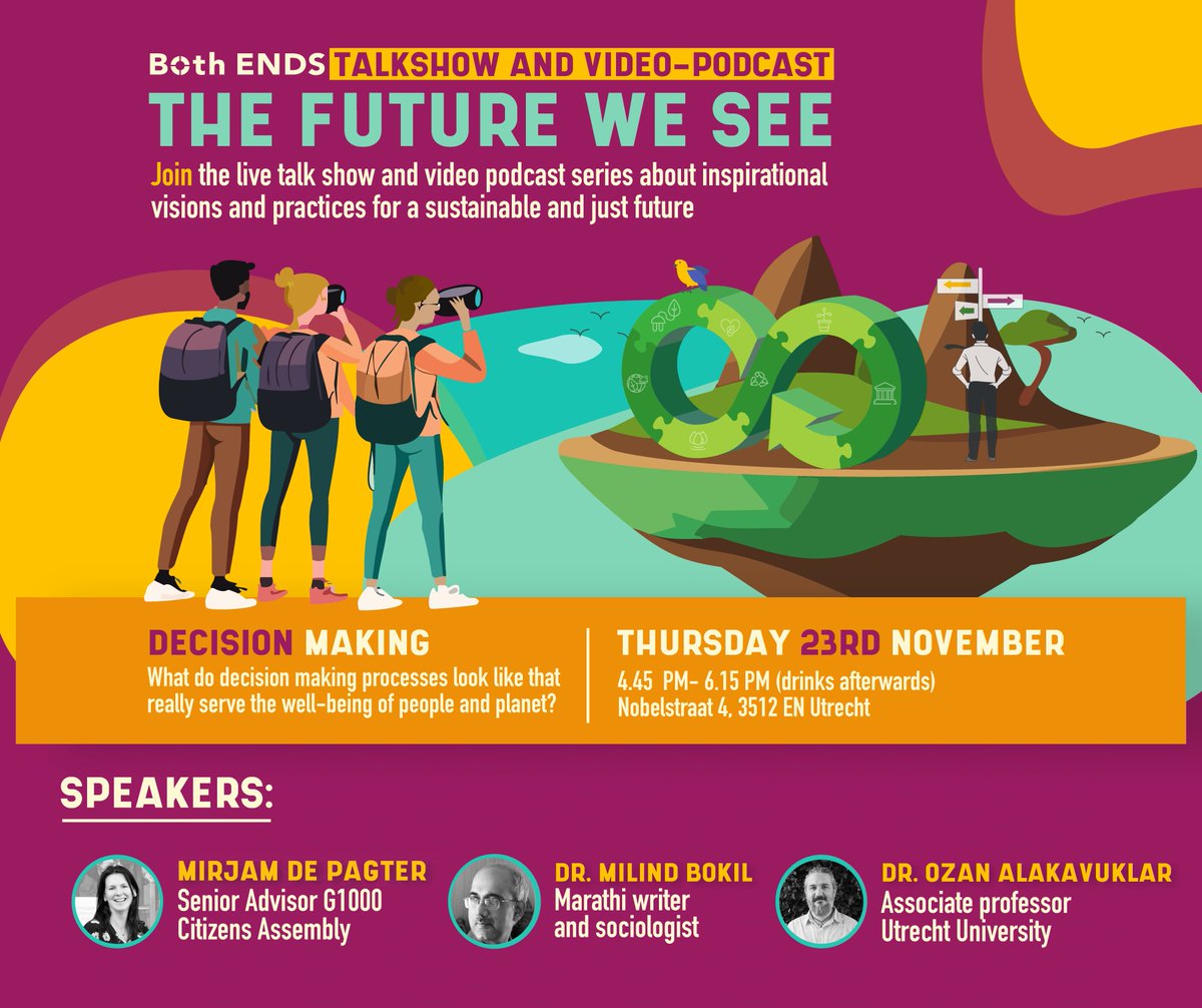 Woensdag verkiezingen, maar hoe worden we erná betrokken in besluitvorming?

Kom donderdag 23 november as. (16:45-18:15) naar #TheFutureWeSee over nieuwe vormen van democratische besluitvorming. 
Reserveer hier! shorturl.at/eiCZ5  

#democratie #besluitvorming #burgerberaad