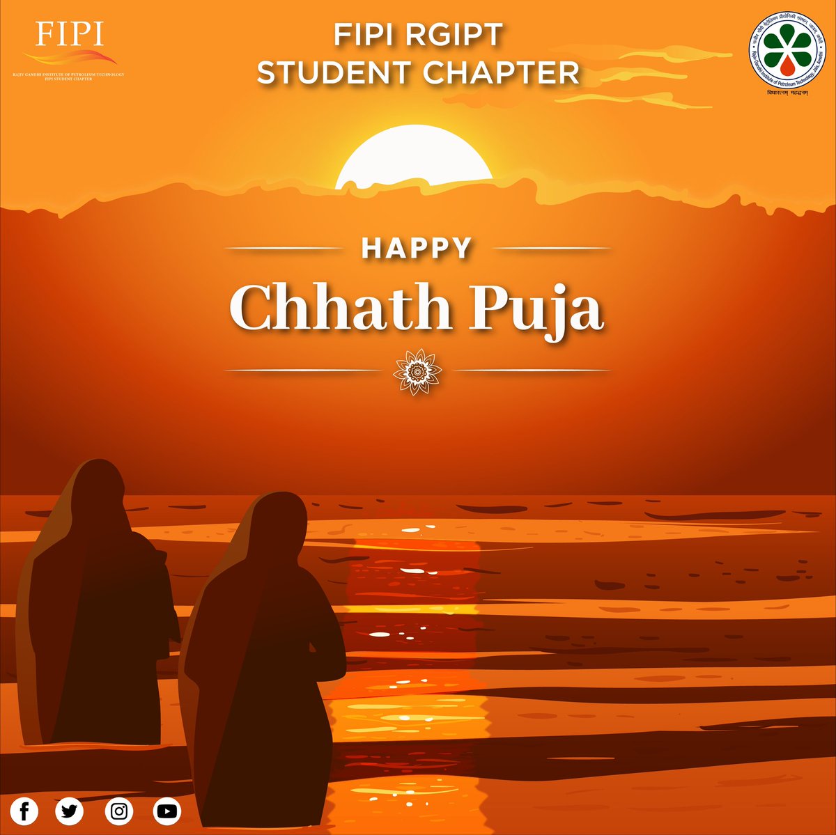 fipi_rgipt's tweet photo. Greetings from FIPI RGIPT SC! 

Embracing the divine hues of Chhath Puja, where the sun meets the horizon and devotees offer gratitude to the cosmic energy. https://t.co/4Zl9CcwPNA