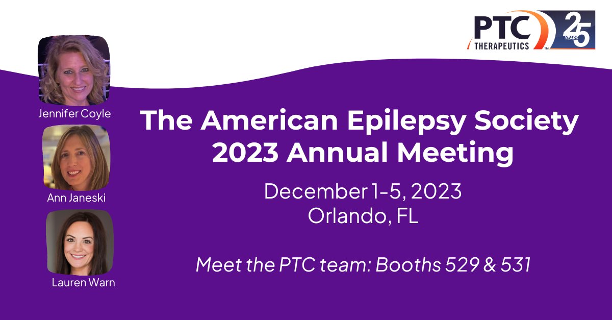 PTCBio's tweet photo. Stop by booths 529 and 531 to meet our team at the @AmEpilepsySoc Annual Meeting! Learn about #genetictesting for patients with suspected neurotransmitter disorders, as well as #AADCdeficiency as a potential underlying diagnosis in patients with suspected seizures. #AADCd https://t.co/J149vvTf4o