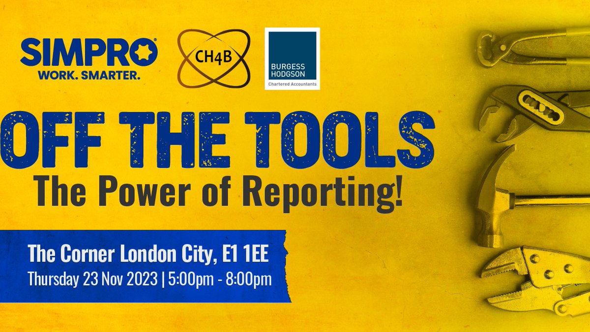 Burgess_Hodgson's tweet image. Join us in London for our networking event, Off the Tools with @simprosoftware and @ch4bltd. There’s only 4 days left to book! eventbrite.co.uk/e/simpro-burge… #Networking #NetworkingEvent #OffTheTools