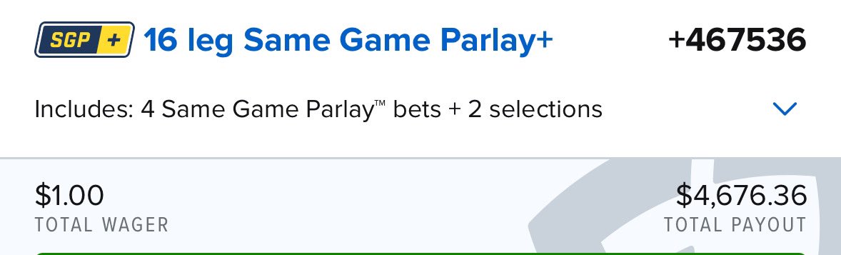 Just made a 16 leg same game parlay bet… 🤣 wish me luck