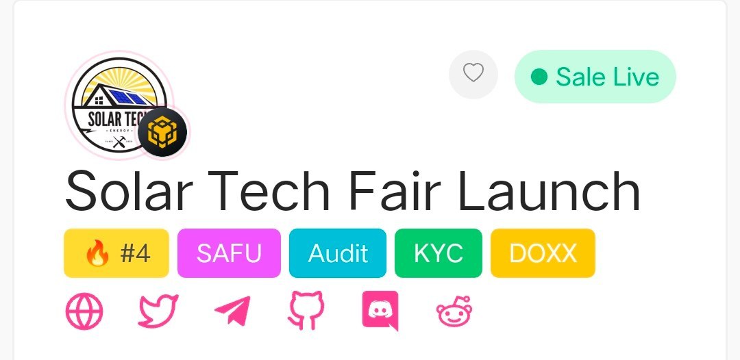 【小胖普通流量发帖-BSC🟡🟢】

       #solartechcoin，粉红4标超募项目，doxx，meme，目前检查到dev实力还可以，花了不少钱，大盘有影响，但具体要看dev如何去操作，目前募集60+BNB，有兴趣看看，税5/5，小心卡车。🟡🟢，流量贴，自行判断。
       #solartechcoin, fairlaunch, doxx+safu, meme, so