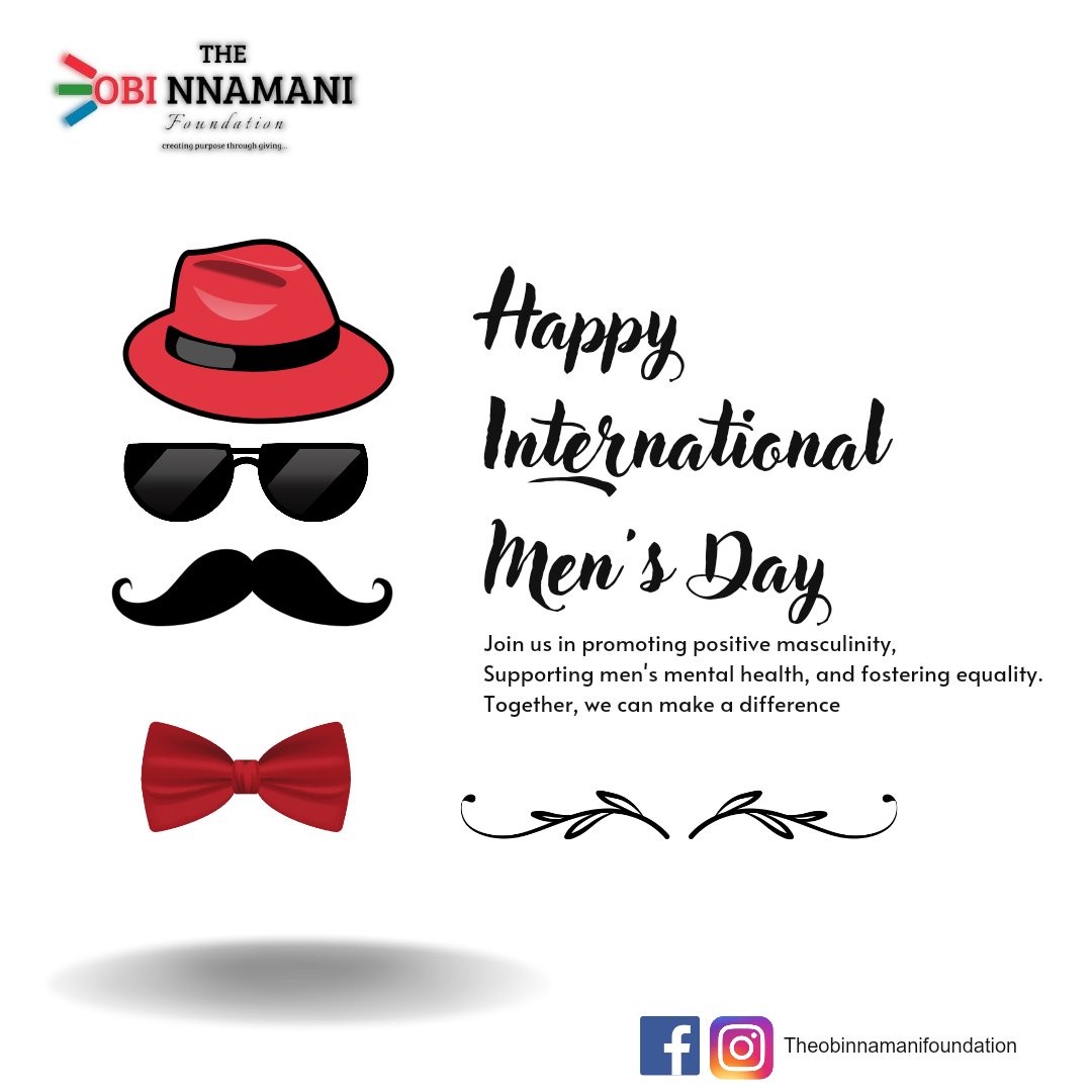 ThOBNFoundation's tweet photo. Happy International Men's Day from The Obi Nnamani Foundation. Join us in promoting positive masculinity, supporting men's mental health, and fostering equality. Together, we can make a difference

#InternationalMensDay #theobinnamanifoundation #trending https://t.co/VZhAGCivMs